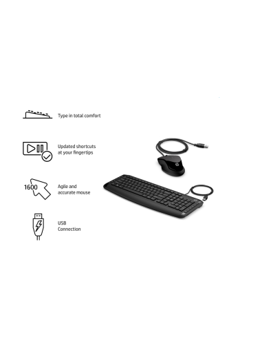 CLAVIER ET SOURIS FILAIRES HP 200 AZERTY