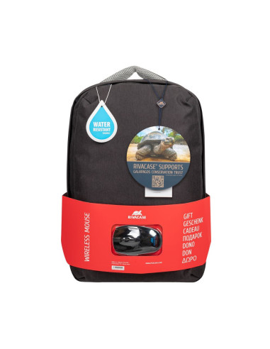 SAC À DOS RIVACASE BLACK AVEC SOURIS