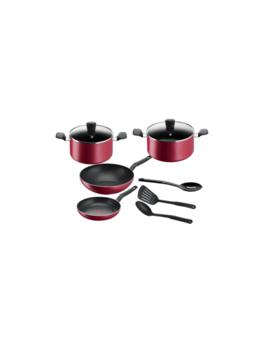 BATTERIE DE CUISINE TEFAL 9 PIÈCES SUPER COOK ROUGE