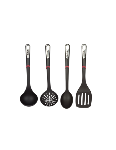 PENDERIE NOIRE 4PCS INGENIO K206S414 TEFAL (LOUCHE, ECUMOIRE, CUILLÈRE ET SPATULE)
