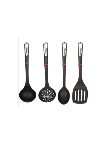 PENDERIE NOIRE 4PCS INGENIO K206S414 TEFAL (LOUCHE, ECUMOIRE, CUILLÈRE ET SPATULE)