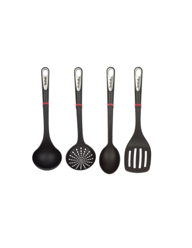 PENDERIE NOIRE 4PCS INGENIO K206S414 TEFAL (LOUCHE, ECUMOIRE, CUILLÈRE ET SPATULE)
