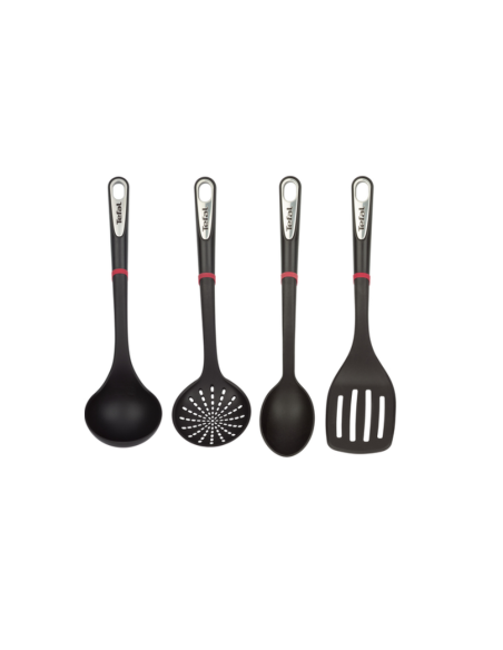 PENDERIE NOIRE 4PCS INGENIO K206S414 TEFAL (LOUCHE, ECUMOIRE, CUILLÈRE ET SPATULE)