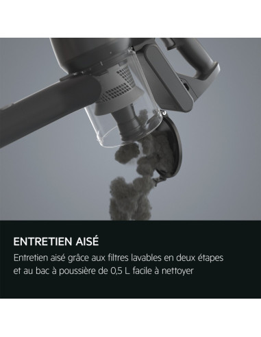 ASPIRATEUR AEG BALAI 0.5L, AUTONOMIE 40MIN, TUNGSTEN GRIS
