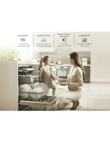 LAVE VAISSELLE 14 COUVERTS QUADWASH SMART A++ INOX LG