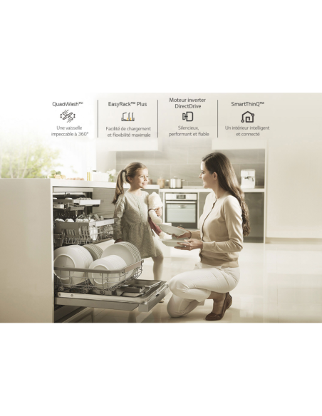 LAVE VAISSELLE 14 COUVERTS QUADWASH SMART A++ INOX LG
