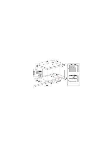 PLAQUE WHIRLPOOL GAZ 75CM 5F