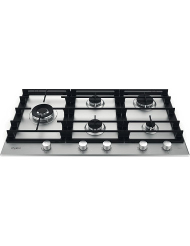PLAQUE WHIRLPOOL 5 FEUX 90CM FONTE INOX