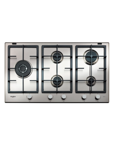 PLAQUE WHIRLPOOL 5 FEUX 90CM FONTE INOX