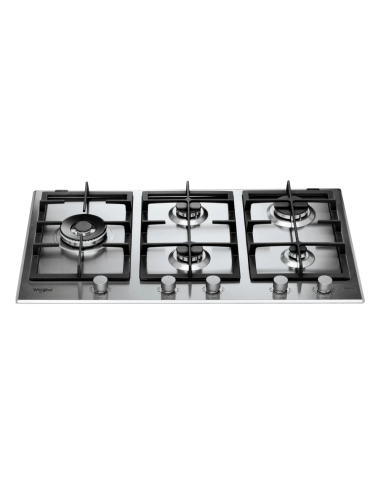 PLAQUE WHIRLPOOL 5 FEUX 90CM FONTE INOX
