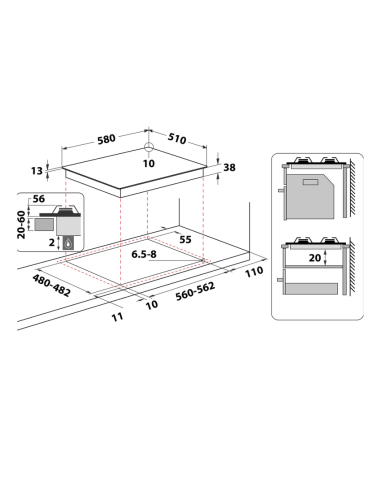 PLAQUE WHIRLPOOL 4 FEUX GRILLE EN FONTE INOX