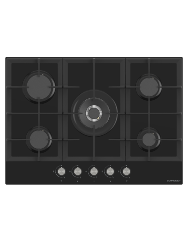 PLAQUE HKM 70 CM 5 FEUX AVEC VALVE DE SECURITE VERRE NOIR