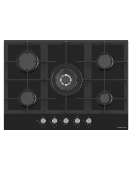 PLAQUE HKM 70 CM 5 FEUX AVEC VALVE DE SECURITE VERRE NOIR