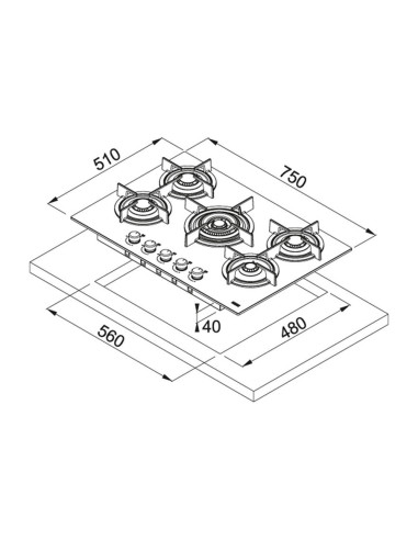 PLAQUE FRANKE FHCR 755 4G TC HE BK C