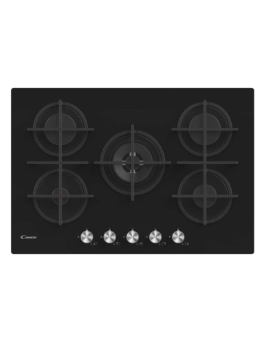 PLAQUE CANDY 75 CM 5 FEUX VERRE NOIR